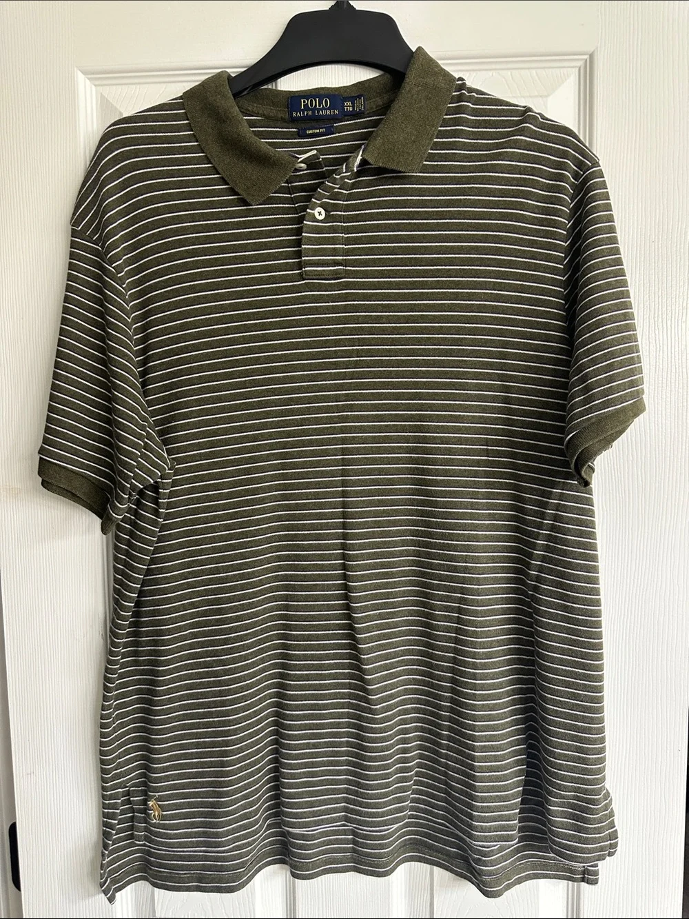Polo by Ralph Lauren Olive Green and White Striped Polo